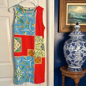 J. McLaughlin Catalina Cloth Sophia Multicolor Nylon & Spandex Shift Dress Sz M